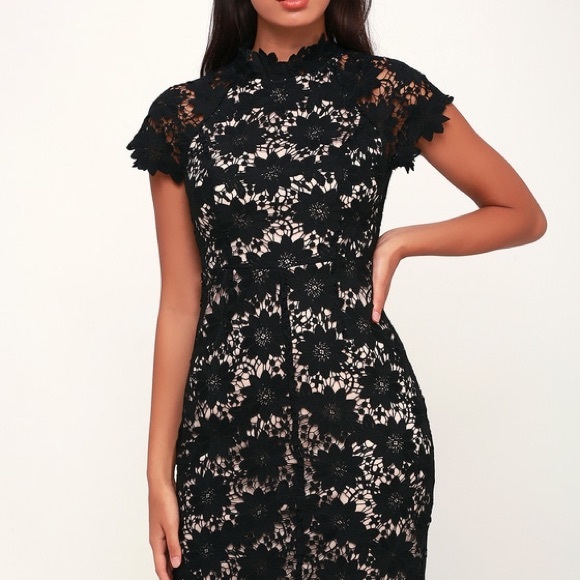 Lulu’s BLACK AND NUDE BODY CON DRESS - Picture 3 of 7